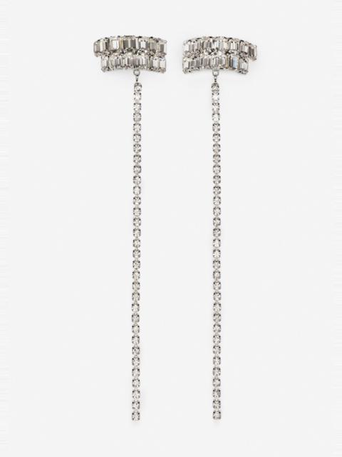 MAGDA BUTRYM Crystal-embellished long drop earrings in silver
