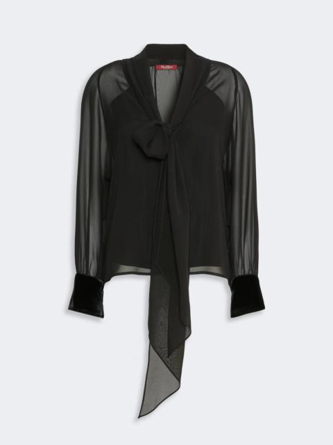 Max Mara ZATTERA Silk georgette blouse - BLACK