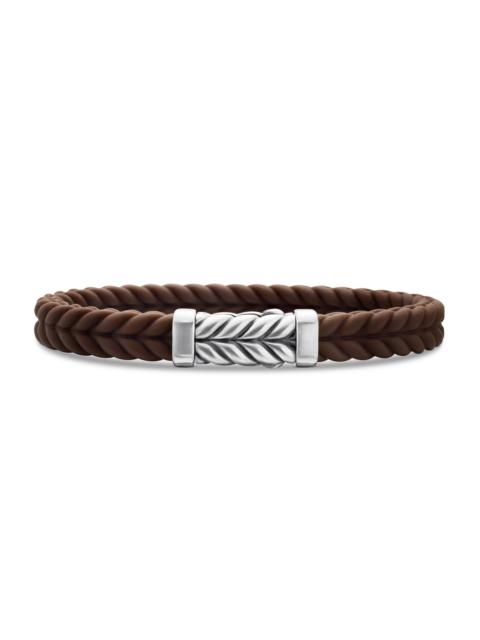 DAVID YURMAN Men's Chevron Bracelet in Brown Rubber - Silver