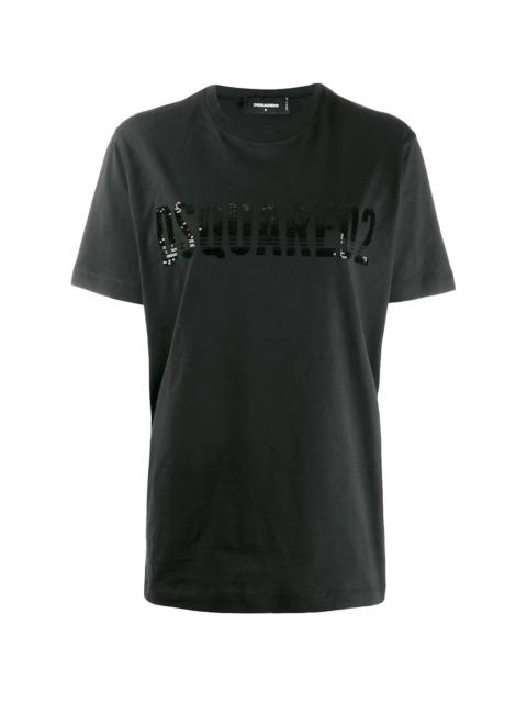 DSQUARED2 Sequined Logo Detailed Cotton T-Shirt "Black" S75GD0035-S22427-900