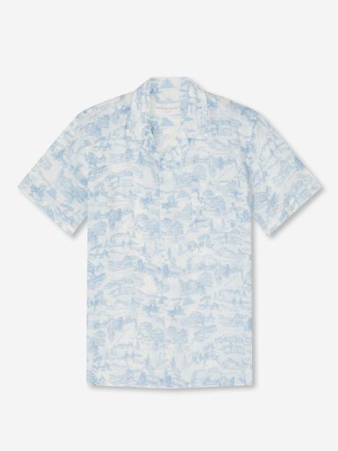 Derek Rose Men's Short Sleeve Shirt Milan 18 Linen White