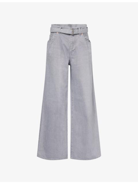 sacai Belted Wide-Leg Denim Jeans
