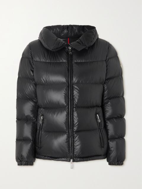 Moncler Douro hooded appliquéd quilted shell down jacket Black