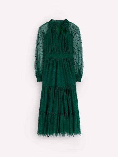 BODEN Lucille Tulle Midi Dress-Emerald Night