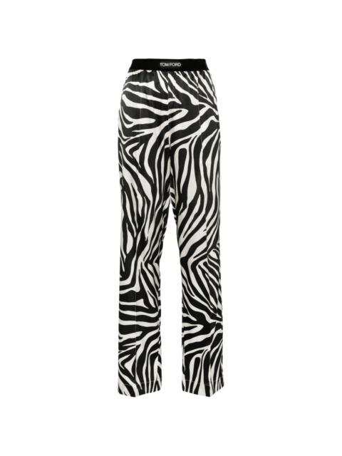 zebra-print silk trousers