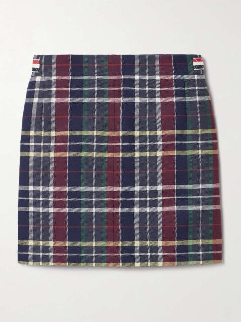 Thom Browne Checked grosgrain-trimmed wool-twill mini skirt
