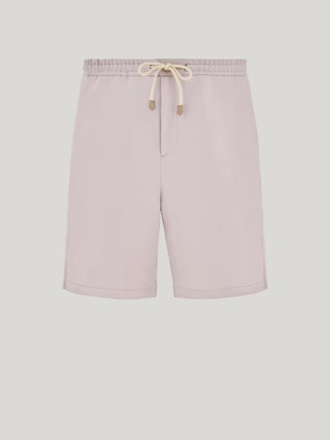 Canali PINK LINEN AND SILK BERMUDA SHORTS WITH DRAWSTRING