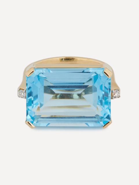 MATEO 14ct Gold East West Blue Topaz Ring