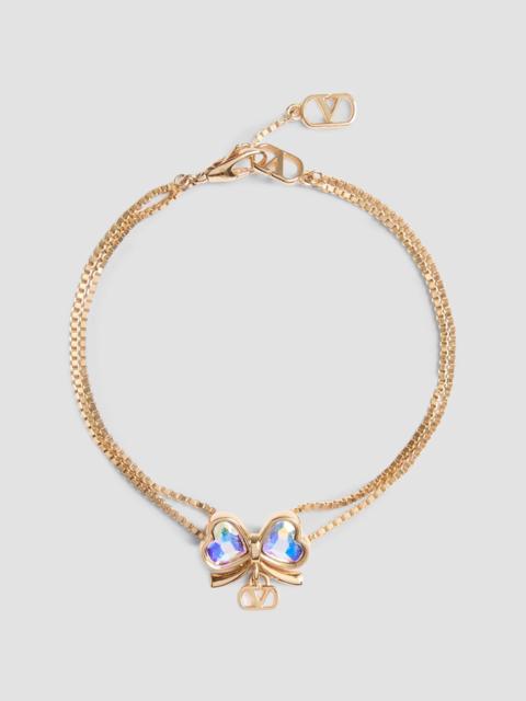 Valentino Women's VLogo Floc Bracelet in Metal and Crystals - Gold Multicolor