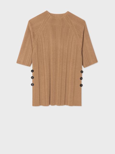 Paul Smith Camel 'Shadow Stripe' Knitted Funnel Neck Top
