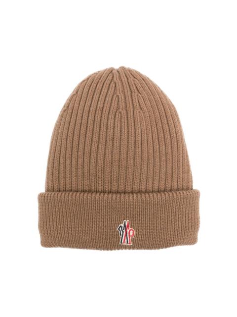 logo-embroidered padded wool beanie