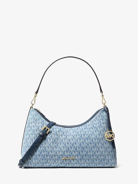 MICHAEL KORS Sammy Medium Signature Logo Print Denim Convertible Shoulder Bag