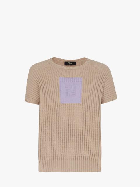 FENDI Beige cashmere and cotton T-shirt