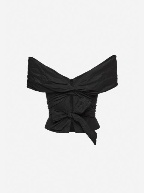 MAGDA BUTRYM Draped off shoulder blouse in black