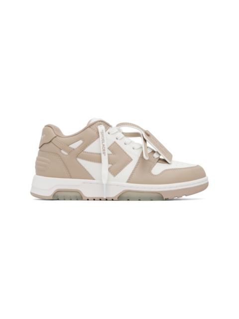 Off-White Beige & White 'Out Of Office' Calf Leather Sneakers