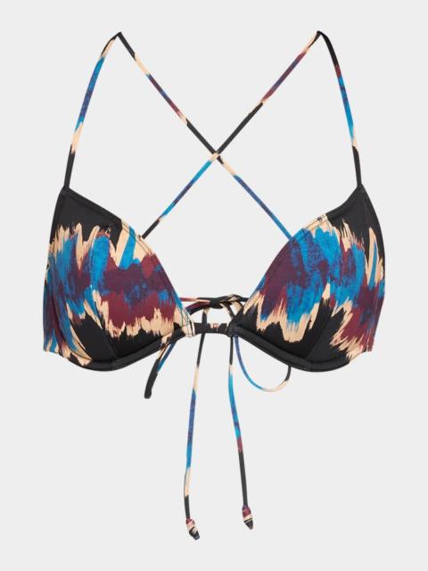 ULLA JOHNSON Floria Ikat Tie Bikini Top
