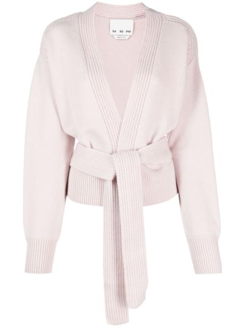 SA SU PHI belted ribbed-knit cardigan