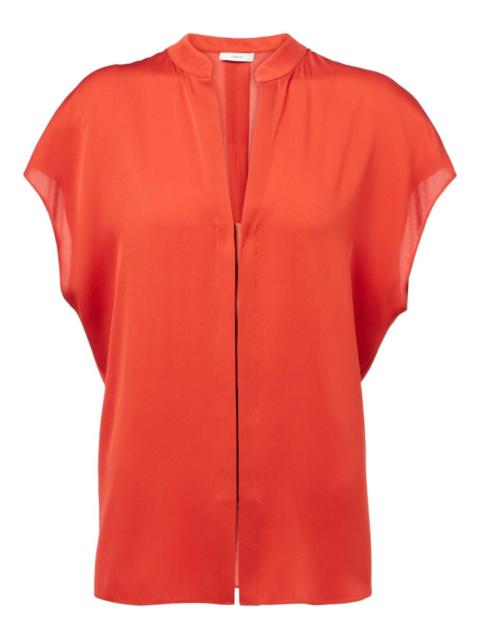 Vince cap-sleeve placket blouse