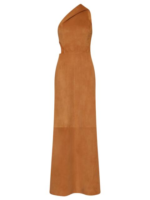 GABRIELA HEARST Kallen Hoodie Maxi Dress In Cashew Suede
