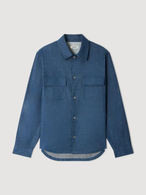 Sandro DENIM-EFFECT COTTON AND LINEN SHIRT