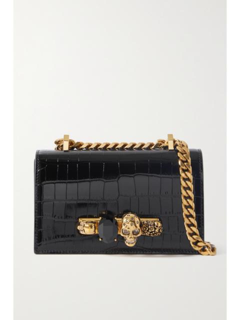 Alexander McQueen Jewelled Satchel Mini Embellished Croc-effect Leather Shoulder Bag