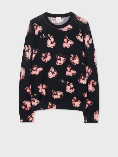 'Orchid' Print Cotton Sweater