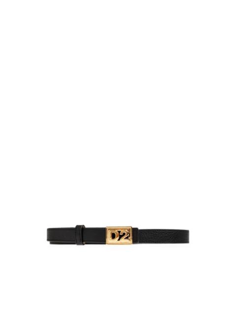 DSQUARED2 D2 plaque leather belt