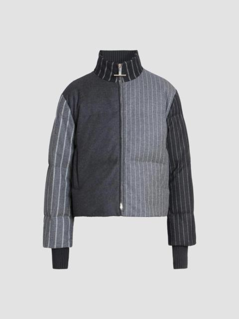 Thom Browne Men's Chalk Striped Flannel Down Jacket - Medium Grey