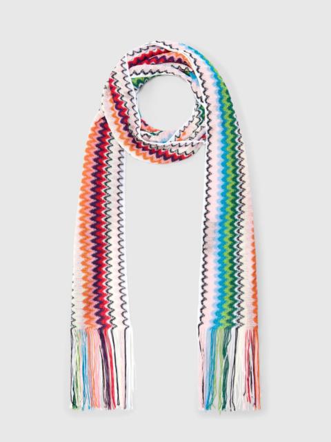 Missoni Viscose scarf with fringes and zigzag motif