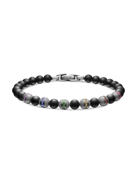 DAVID YURMAN Men's Spiritual Beads Rainbow Bracelet in Sterling Silver - Black Onyx