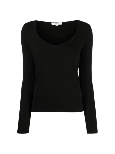 scoop-neck long-sleeve