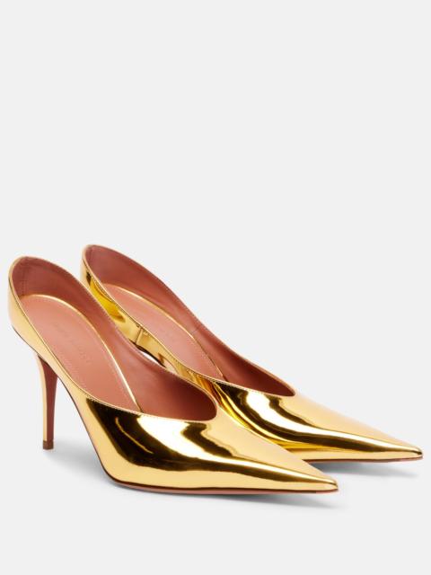 Amina Muaddi Anok 90 metallic leather mules