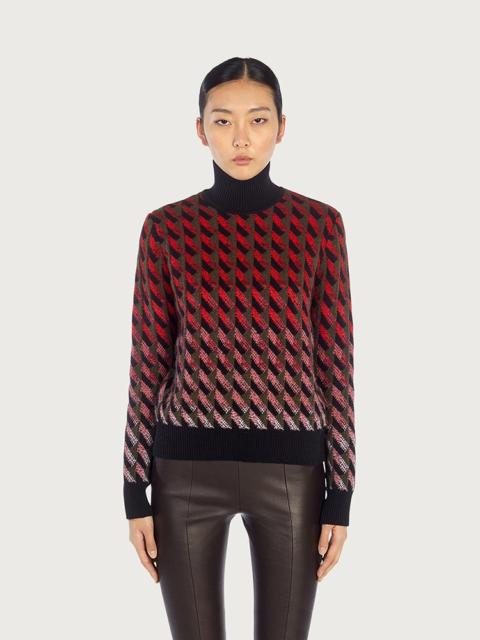 FERRAGAMO HIGH NECK JACQUARD SWEATER