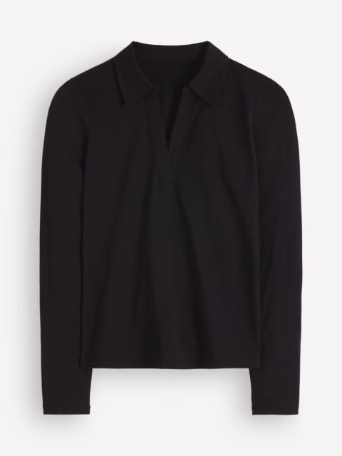 BODEN Open Collar Notch Neck-Black