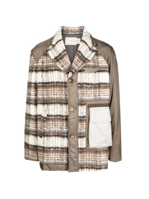 FENG CHEN WANG plaid panelled button-up coat