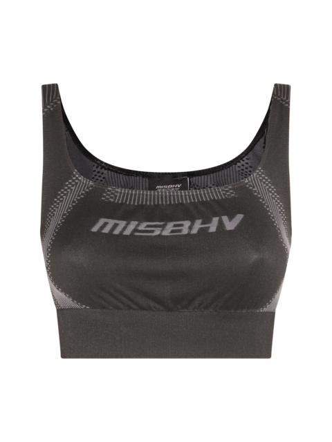 muted black stretch sport bra top