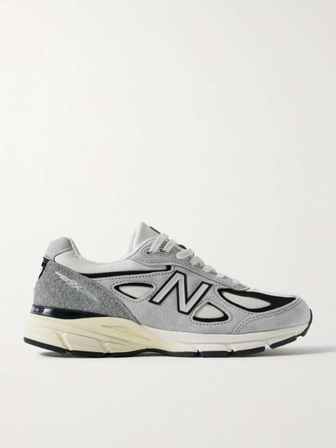 New Balance 990v4 Leather-Trimmed Suede and Mesh Sneakers