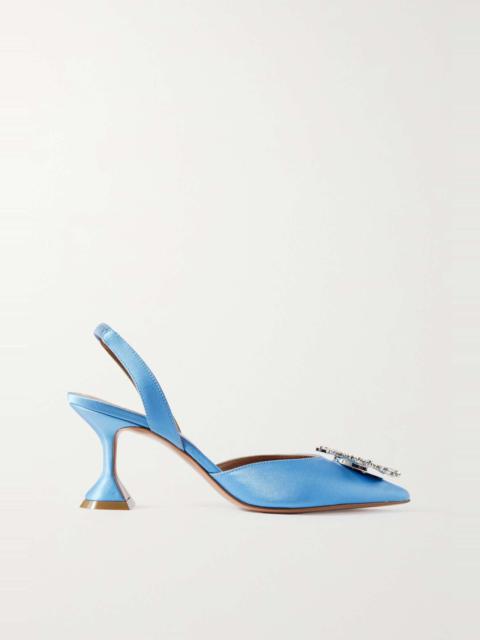 Begum Swarovski crystal-embellished leather slingback pumps