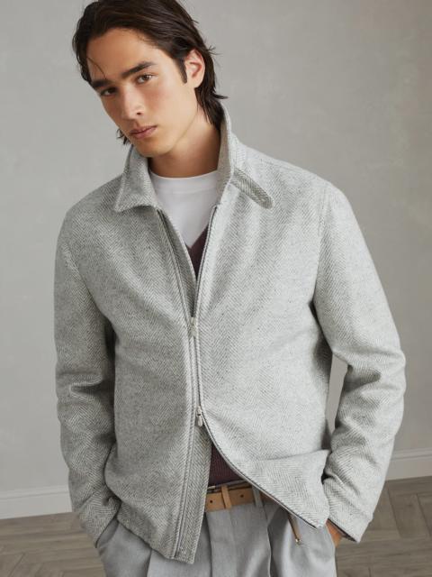 Brunello Cucinelli Wool, silk and cashmere chevron bomber jacket