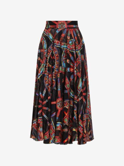 Dolce & Gabbana long circle skirt in Carretto-print devoré twill
