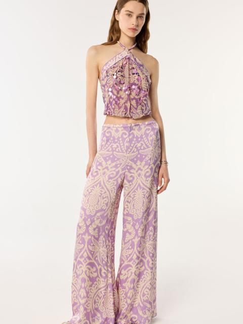 Poupette St Barth Top Isabelle - Purple Macro Ikat