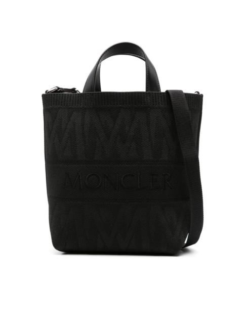 logo-embroidered woven tote bag