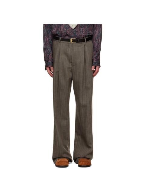 Dries Van Noten Gray Pleated Trousers
