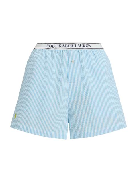 Polo Ralph Lauren Women's Seersucker Logo Waistband Boxer Shorts - Baltic Sea