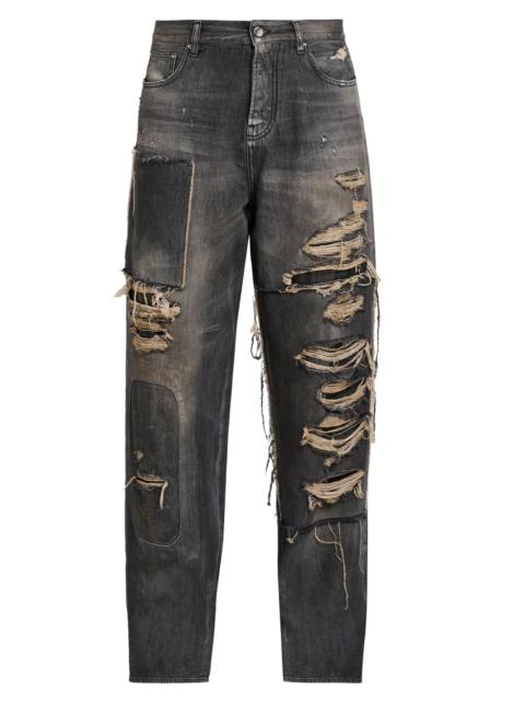 AMIRI Men's Repaired Mid-Rise Straight-Leg Carpenter Jeans - Crafted Black