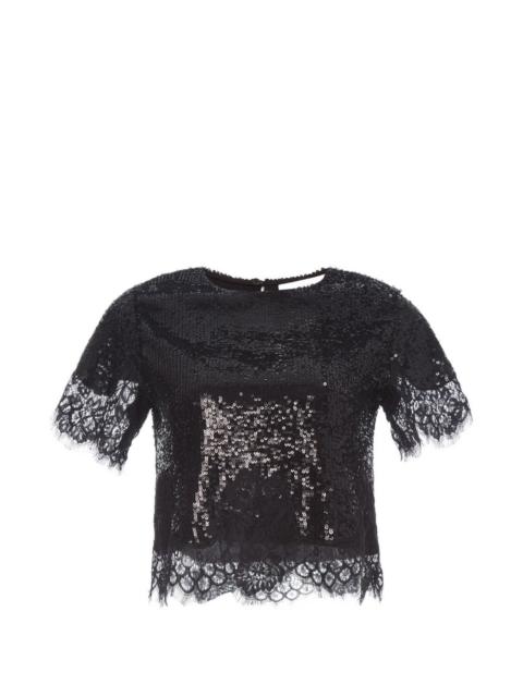 Monse sequin-embellished lace-trim top