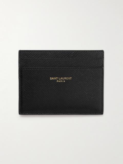 SAINT LAURENT Logo-Print Upcycled Cross-Grain Leather Cardholder