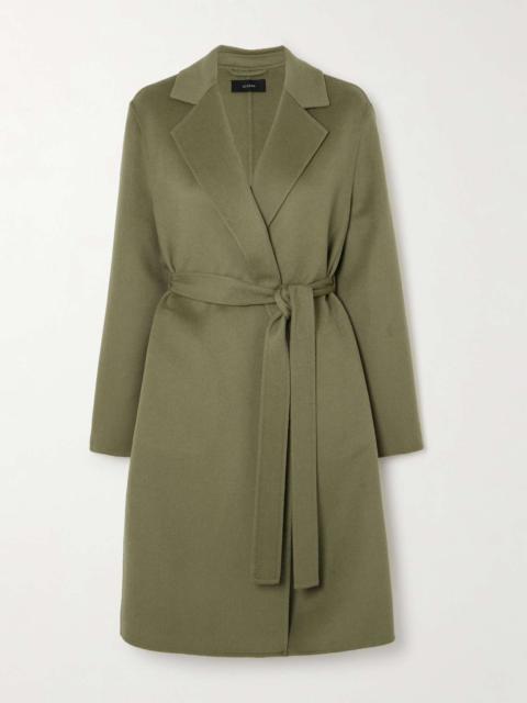 Cenda belted wool and cashmere-blend coat