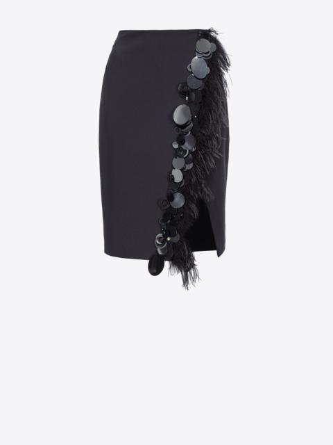 SKIRT WITH FEATHERS AND SEQUINS