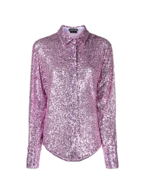 sequin-embellished long-sleeve shirt